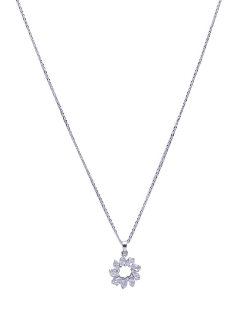 

Globus Silver-Plated & White CZ Studded Delicate Necklace