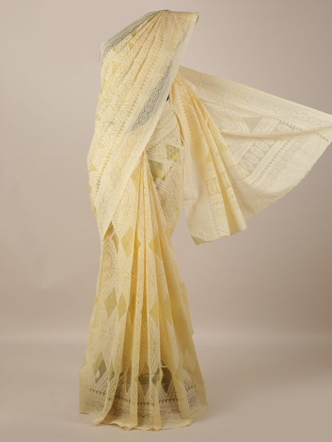 

Pothys Yellow Woven Design Jute Silk Saree