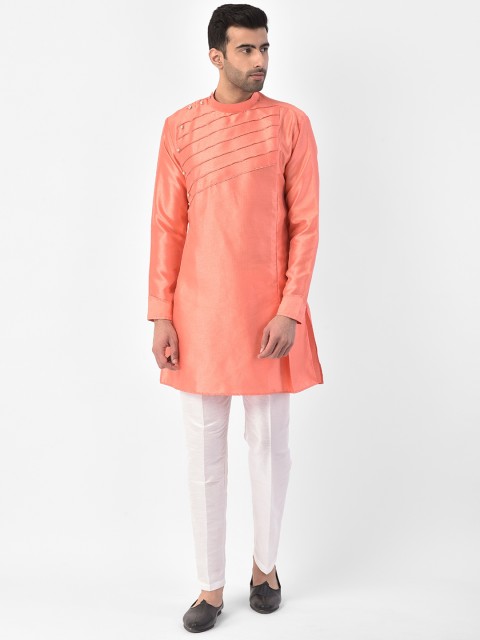 

SG LEMAN Men Orange & White Solid Kurta with Trousers