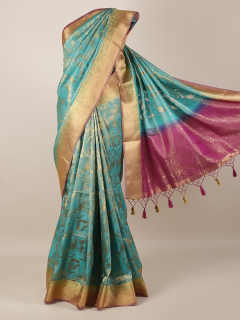 

Pothys Blue & Gold-Toned Art Silk Woven Design Saree