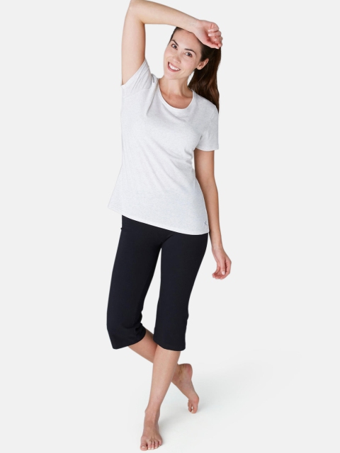 

Women's Gym Cropped Leggings Regular Fit 500 - Black