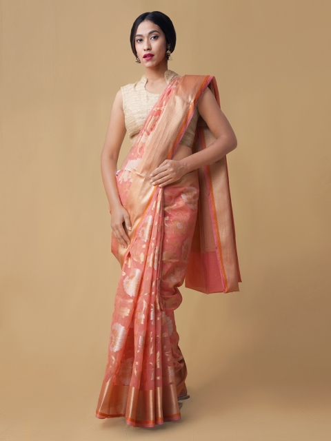 

Unnati Silks Pink Woven Design Banarasi Saree