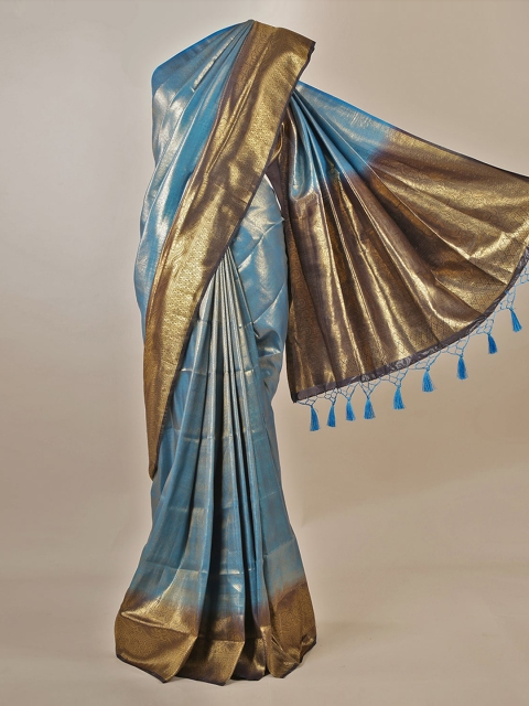 

Pothys Blue & Gold-Coloured Jute Silk Woven Design Saree