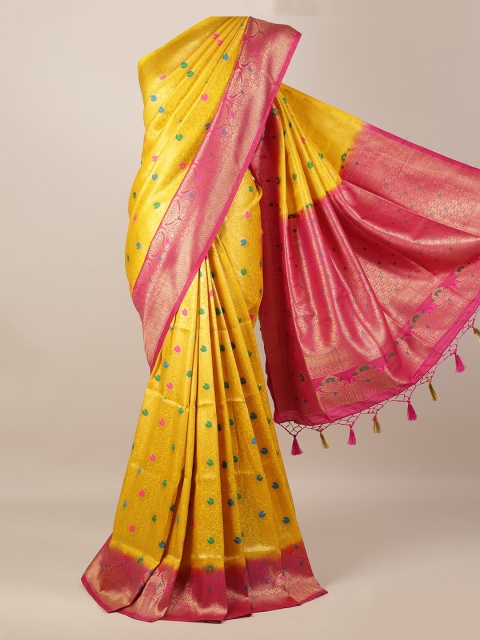 

Pothys Yellow Woven Design Jute Silk Saree