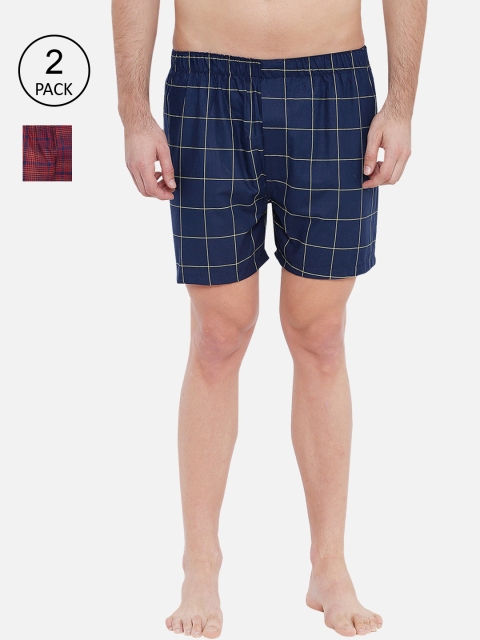 

XYXX Men Super Combed Cotton Checkered Pack of 2 Checkmate Boxer XYBOX2PCKN102, Red