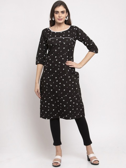 

NEUDIS Women Black Floral Printed Kurta with Trousers
