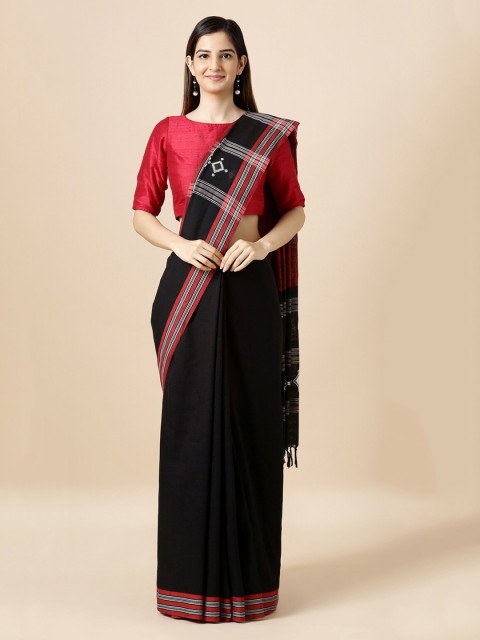 

Taneira Black & Red Pure Cotton Printed Handloom Saree