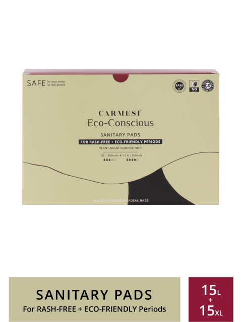 

CARMESI White Eco-Conscious Sanitary Pads 15 Large & 15 XL