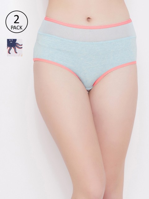 

Clovia Women Pack Of 2 Assorted Sustainable Hipster Briefs COMPNC831, Blue