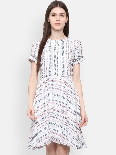 

Allen Solly Woman Cream-Coloured Printed Fit and Flare Dress