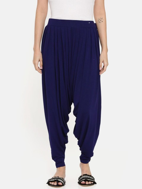 

Bitz Women Blue Solid Loose-Fit Patiala Pant