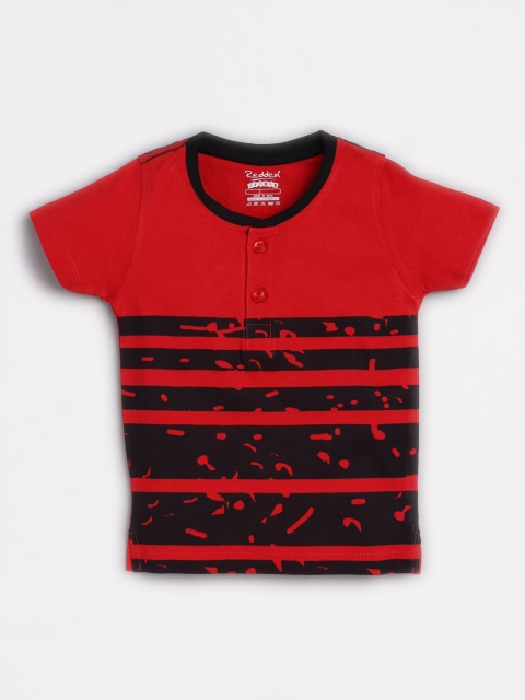 

Redden Boys Red Striped Henley Neck T-shirt