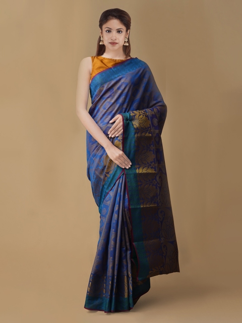 

Unnati Silks Blue Silk Cotton Woven Design Uppada Saree
