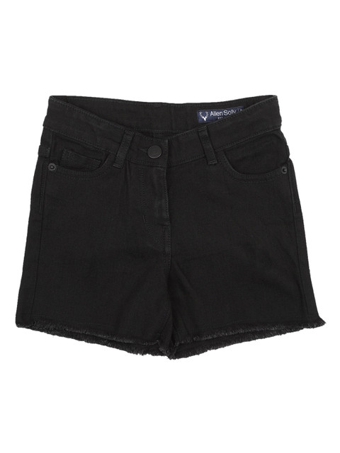

Allen Solly Junior Girls Black Solid Regular Fit Denim Shorts