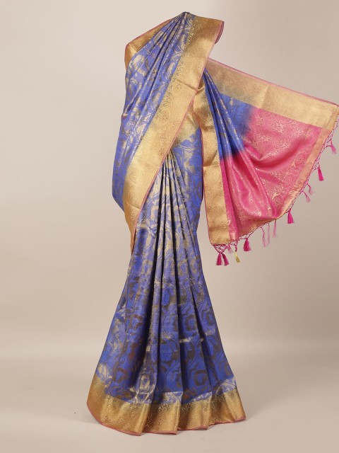 

Pothys Blue Printed Jute Silk Saree