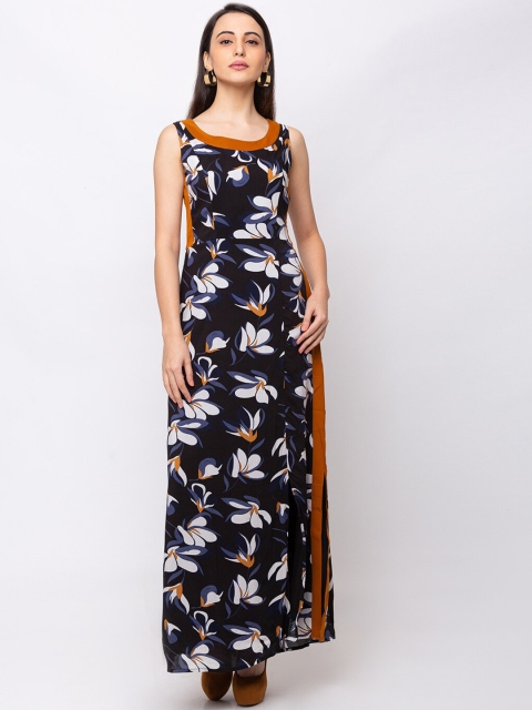 

SHECZZAR Women Navy Blue Printed Maxi Dress
