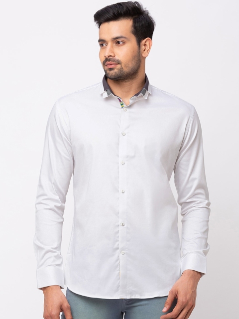 

mode de base Men White Slim Fit Solid Casual Shirt