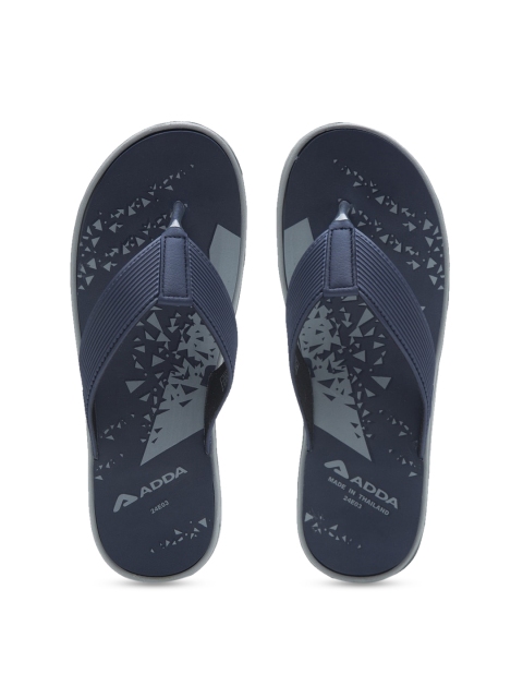 

Adda Men Navy Blue & Grey Printed Thong Flip-Flops