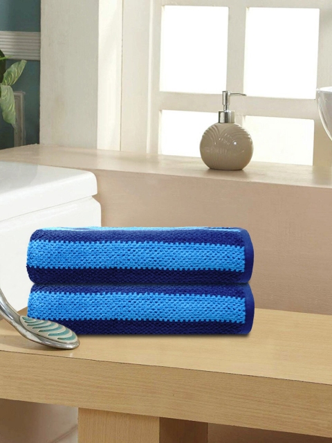 

Trident Set Of 2 Blue Blossom Striped 500 GSM Bath Towels