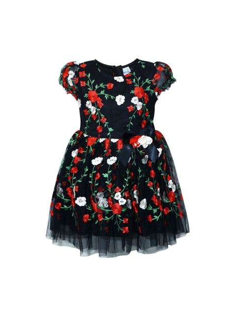 

Daffodils GIRLS WEAR Girls Black & Red Floral Printed Fit and Flare Dress