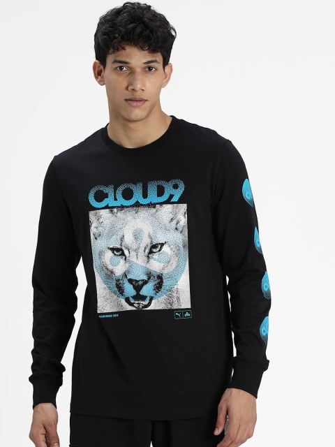 

Puma Men Black Printed Round Neck T-shirt