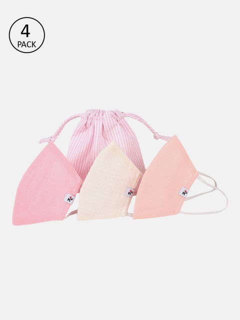

Nauti Nati Kids Pack Of 4 Embroidered 3-Ply Reusable Protective Outdoor Masks, Pink