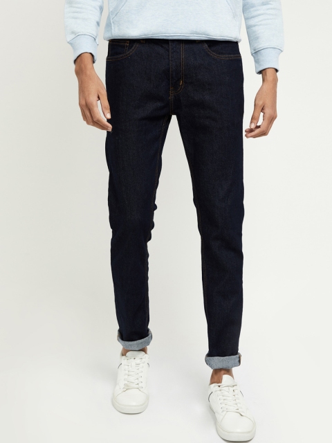 max Men Navy Blue Skinny Fit Mid-Rise Clean Look Stretchable Jeans