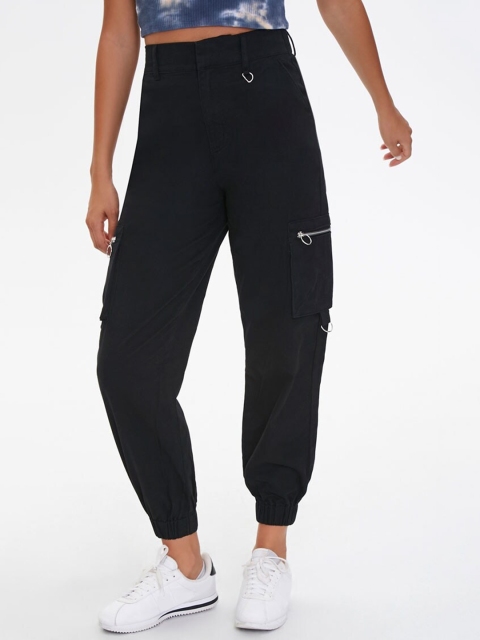 

FOREVER 21 Women Black Regular Fit Solid Joggers