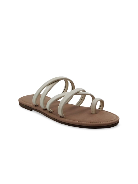 

THE MADRAS TRUNK Women Cream-Coloured Solid Leather One Toe Flats