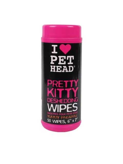 

Pet Head 50 Pcs Pretty Kitty Deshedding Cat Wipes, Pink