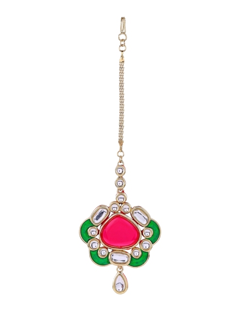 

Estele Gold-Plated White & Pink Kundan- Studded Maang Tikka