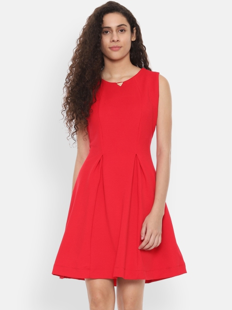

Allen Solly Woman Red Solid Fit and Flare Dress