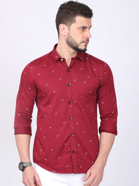 

FOGA Men Maroon Slim Fit Printed Casual Shirt