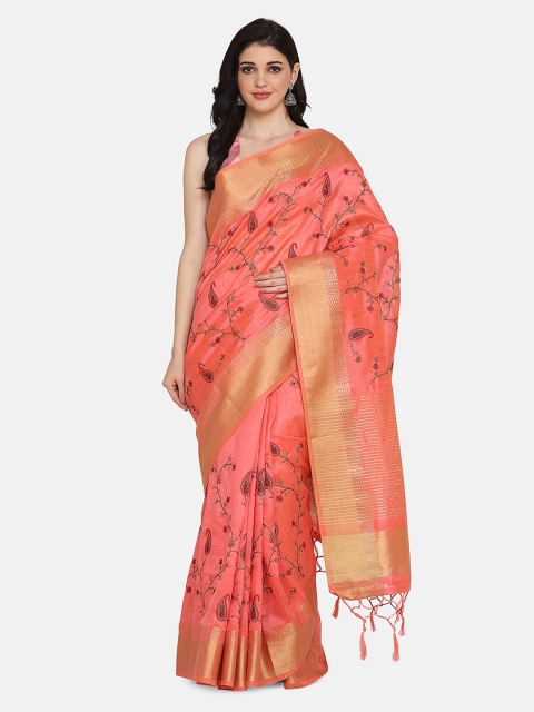 

BOMBAY SELECTIONS Pink Printed Khadi Saree