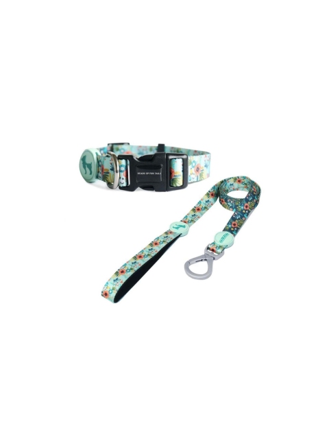 

Heads Up For Tails Song of Spring Dog Collar and Leash Set, Blue
