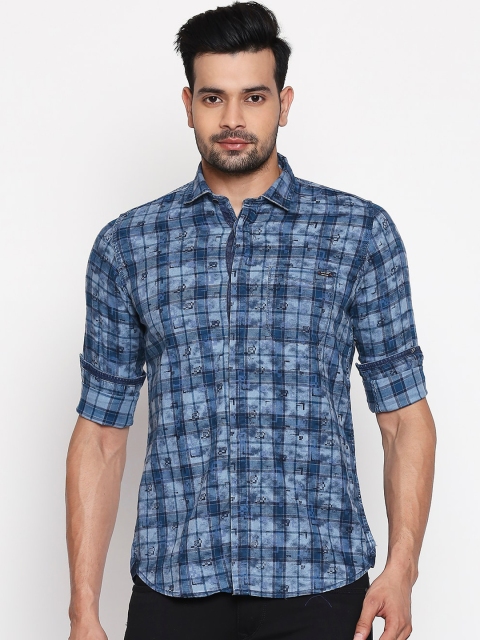 

Lawman pg3 Men Blue Slim Fit Checked Casual Shirt