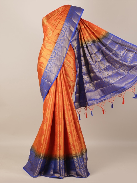 

Pothys Orange Woven Design Jute Silk Saree