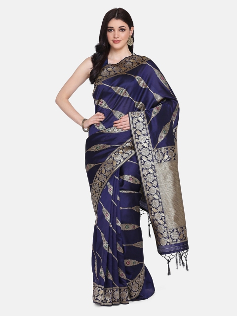 

BOMBAY SELECTIONS Blue Silk Blend Woven Design Banarasi Saree