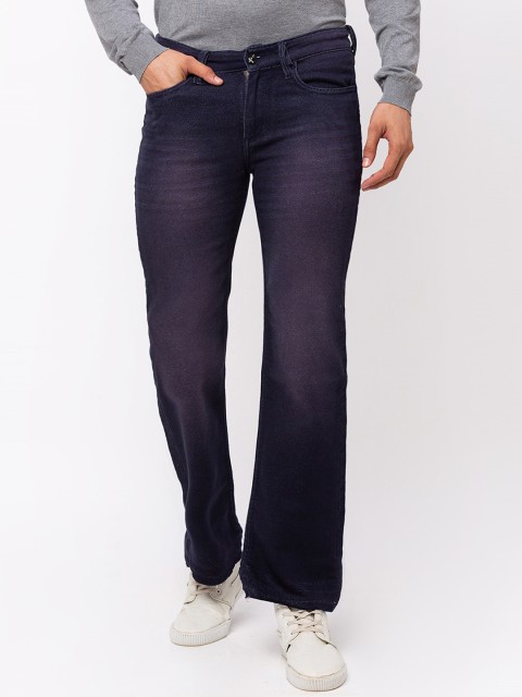 

mode de base Men Navy Blue Bootcut Mid-Rise Clean Look Stretchable Jeans