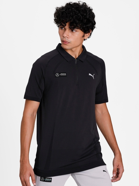 

PUMA Motorsport Men Black Solid Mandarin Collar T-shirt