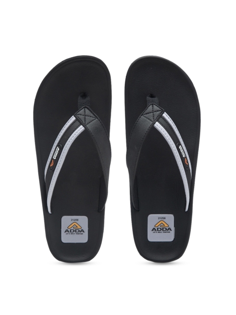 

Adda Men Black & Grey Solid Thong Flip-Flops