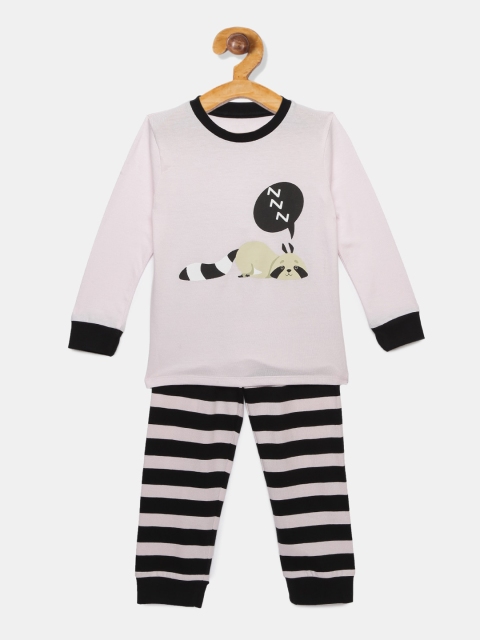 

ventra Girls Pink & Black Printed Night suit
