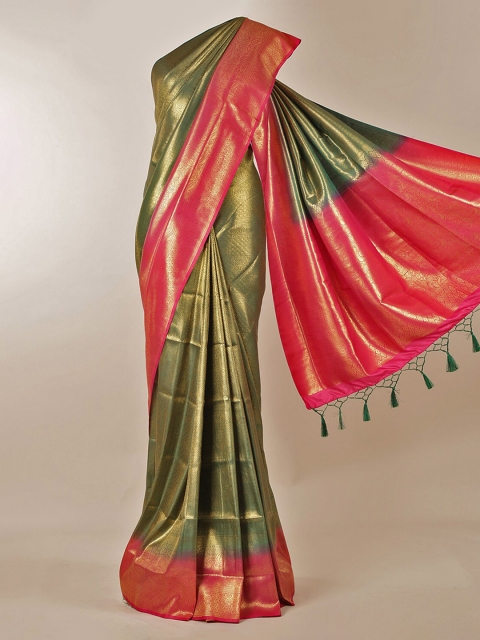 

Pothys Green & Pink Jute Silk Woven Design Saree