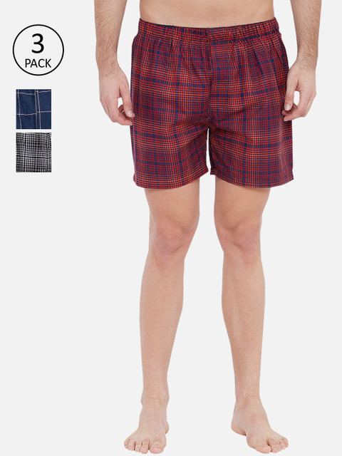 

XYXX Men Super Combed Cotton Checkered Pack of 3 Checkmate Boxer XYBOX3PCKN78, Red