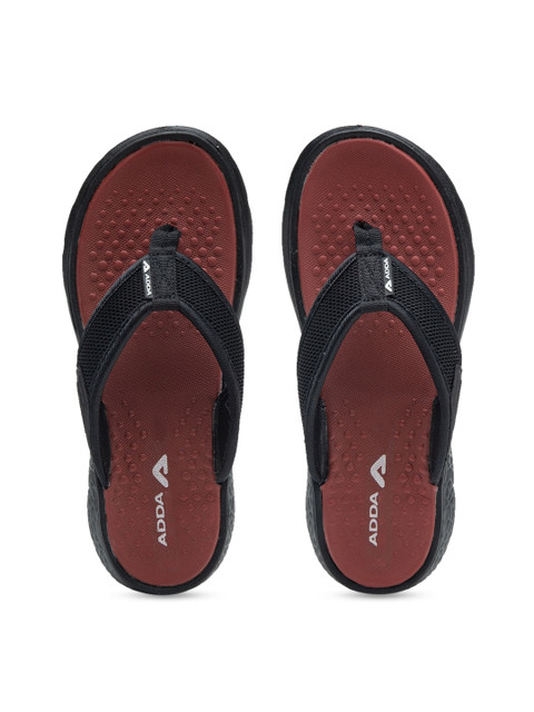 

Adda Men Black & Maroon Solid Thong Flip-Flops
