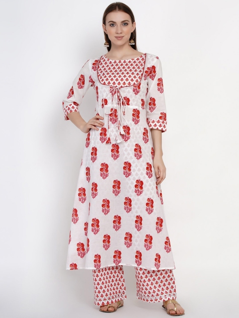 

Yuris Women White Printed Kurta with Palazzos