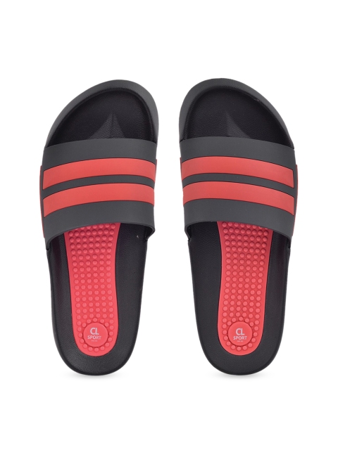 

Carlton London sports Men Black & Red Colourblocked Sliders