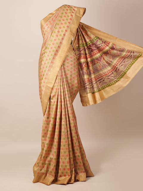

Pothys Gold-Toned Woven Design Jute Silk Saree