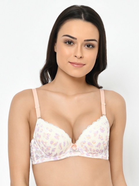 

Cosmo Lady Purple & White Lace Underwired Heavily Padded Push-Up Bra 065926Purple34B