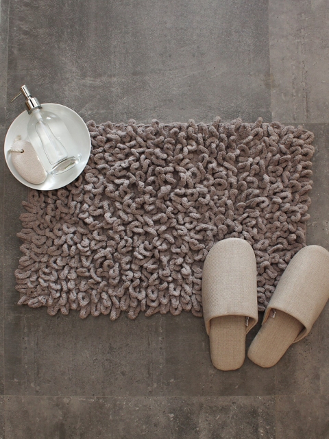 

House This Grey Shaggy Dhusar Rectangular 110 GSM Cotton Bath Rug